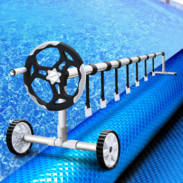 Pool Covers Aquabuddy Solar Swimming Pool Cover Blanket Roller Wheel Adjustable 8X4.2M