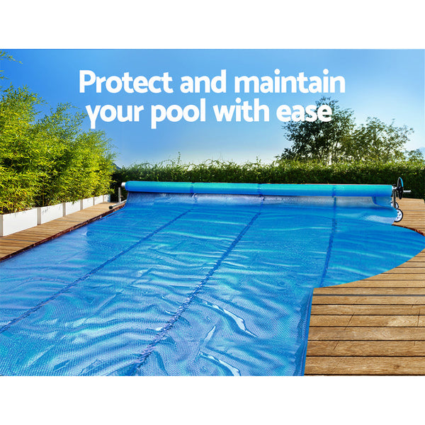 Pool Covers Aquabuddy Swimming Pool Cover Roller Reel Adjustable Solar Thermal Blanket Blue