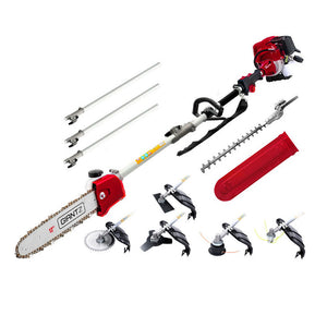 Chainsaws Giantz 4 Stroke Pole Chainsaw Brush Cutter Hedge Trimmer Saw Multi Tool