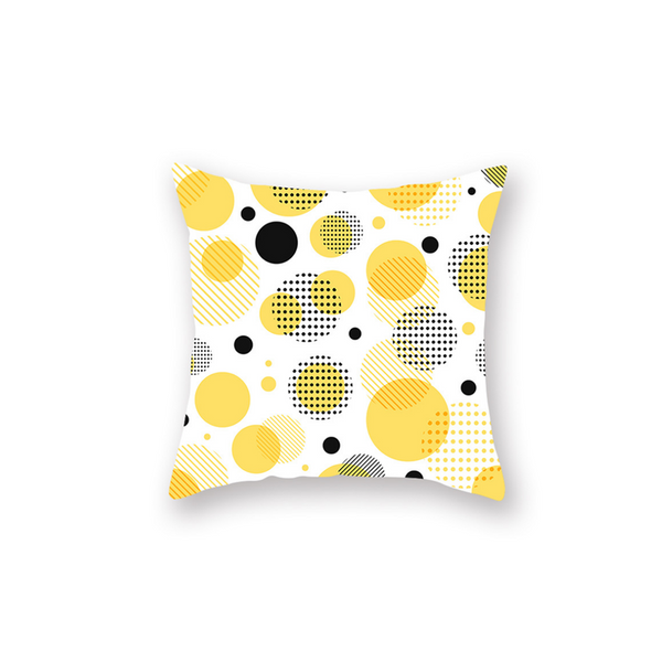 4Pcs Yellow And Grey Geometric Pattern Pillowcase Sofa Cushion 45X45cm