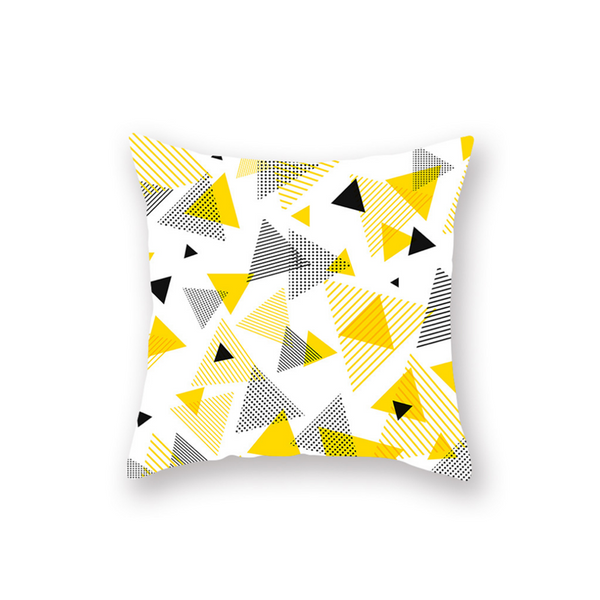 4Pcs Yellow And Grey Geometric Pattern Pillowcase Sofa Cushion 45X45cm