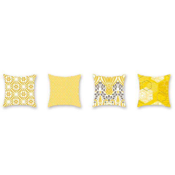 Cushions & Decorative Pillows 4Pcs Yellow Geometric Pattern Pillowcase Sofa Cushion 45X45cm