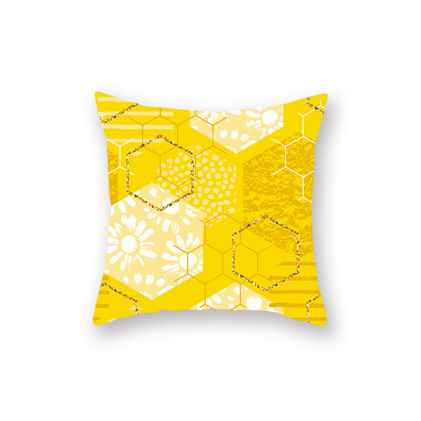 4Pcs Yellow Geometric Pattern Pillowcase Sofa Cushion 45X45cm