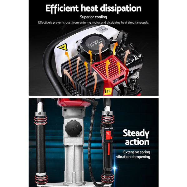 Post Hole Diggers & Augers Giantz 55Cc Petrol Post Pile Hole Driver 2 Stroke Power Picket Rammer
