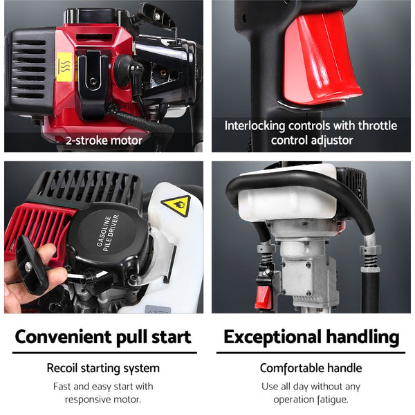 Post Hole Diggers & Augers Giantz 55Cc Petrol Post Pile Hole Driver 2 Stroke Power Picket Rammer