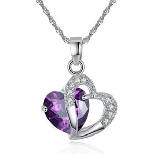 Necklaces & Pendants Peach Heart Drilling Pendant Water Chain Crystal Necklace Purple