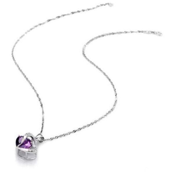 Necklaces & Pendants Peach Heart Drilling Pendant Water Chain Crystal Necklace Purple