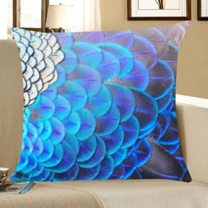 Cushions & Decorative Pillows Peacock Feathers Printed Throw Pillow Case Blue W12 Inch L20