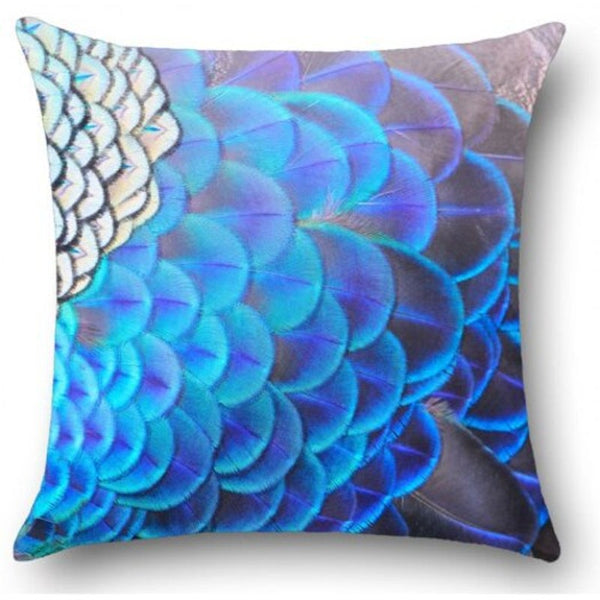 Cushions & Decorative Pillows Peacock Feathers Printed Throw Pillow Case Blue W12 Inch L20