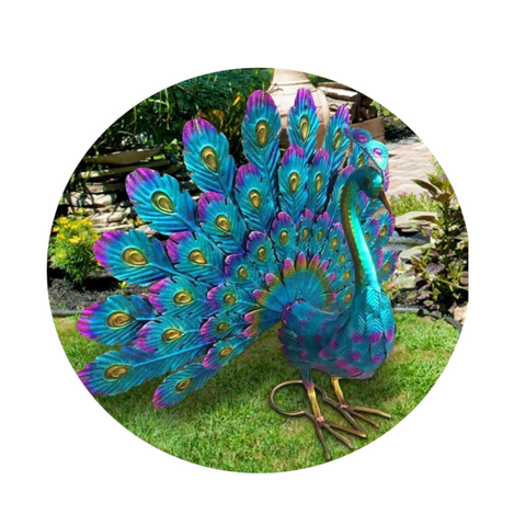 Sculptures & Figurines Peacock Statue Sculpture Handmade Crafts Ornament Animal Figurine Garden Decor