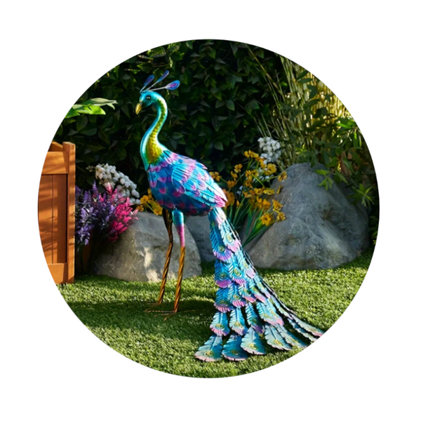 Sculptures & Figurines Peacock Statue Sculpture Handmade Crafts Ornament Animal Figurine Garden Decor