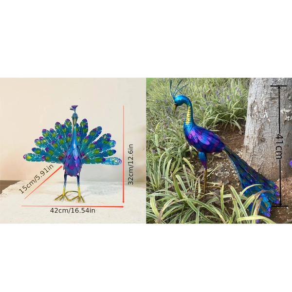 Sculptures & Figurines Peacock Statue Sculpture Handmade Crafts Ornament Animal Figurine Garden Decor