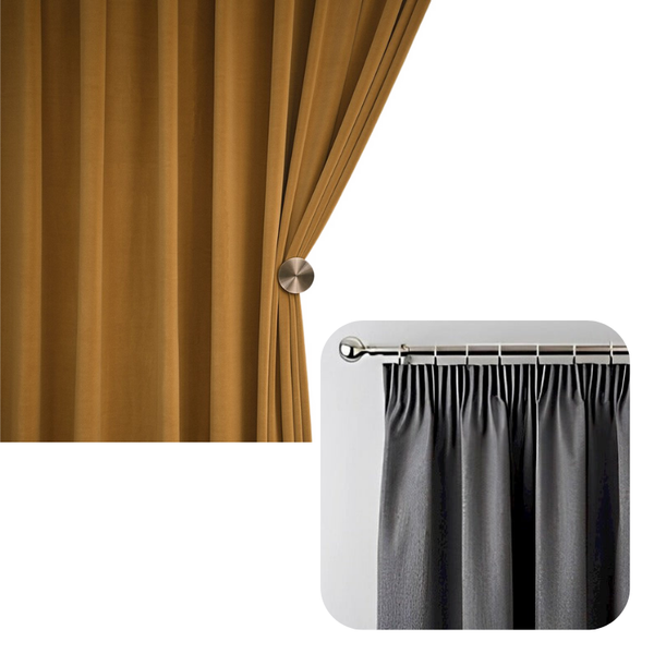 Curtains & Drapes 100Cm Mustard High Quality Modern Velvet Blackout Curtains For Living Room Bedroom Dining