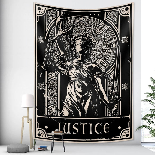 Tapestries Tapestry Black Justice Statue 200X150 Cm Bohemian Decoration Home