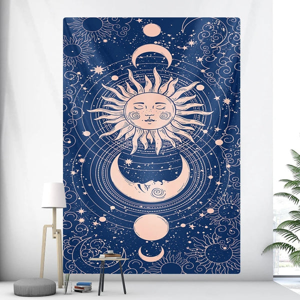 Tapestries Tapestry Blue Galaxy 150X100 Cm Tarot Card Psychedelic Scene Art Decoration