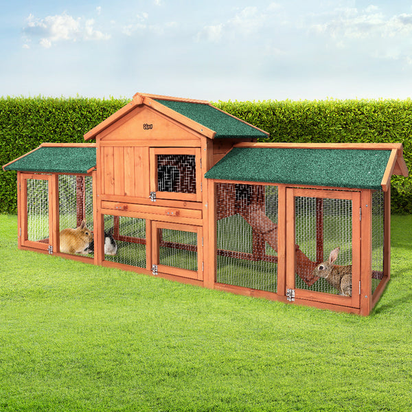 I.Pet Rabbit Hutch Chicken Coop Wooden Cage 220Cm X 52Cm 84Cm