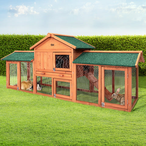 I.Pet Rabbit Hutch Chicken Coop Wooden Cage 220Cm X 52Cm 84Cm