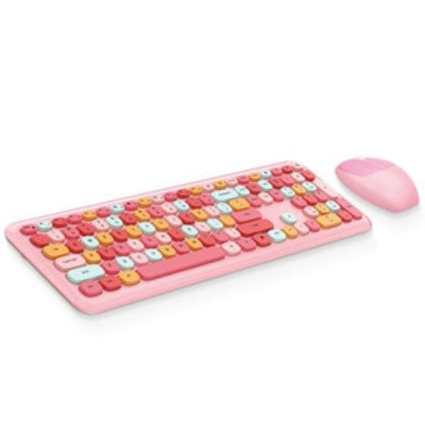 Keyboards & Keypads Bluetooth Keyboard And Mouse Combo Set Pink Retro Design Wireless Computer Accessories