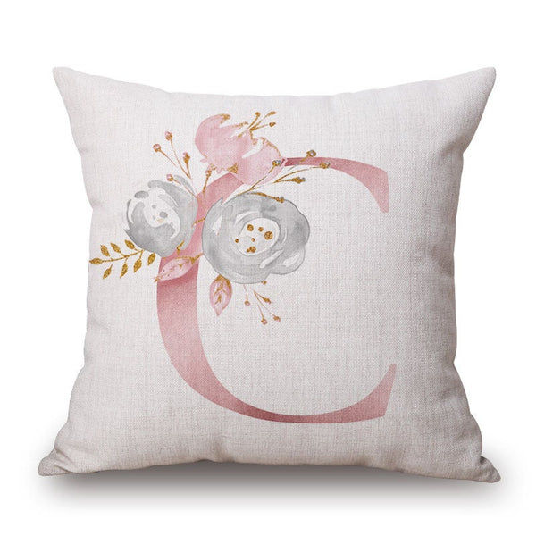 Cushions & Decorative Pillows Pink Letter Flowers Pretty Cushion Cover