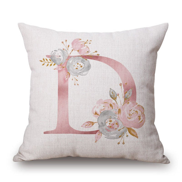 Cushions & Decorative Pillows Pink Letter Flowers Pretty Cushion Cover