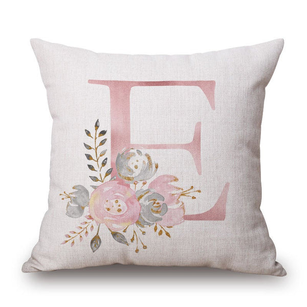 Cushions & Decorative Pillows Pink Letter Flowers Pretty Cushion Cover