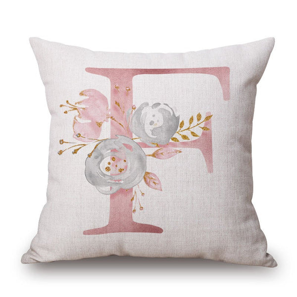 Cushions & Decorative Pillows Pink Letter Flowers Pretty Cushion Cover