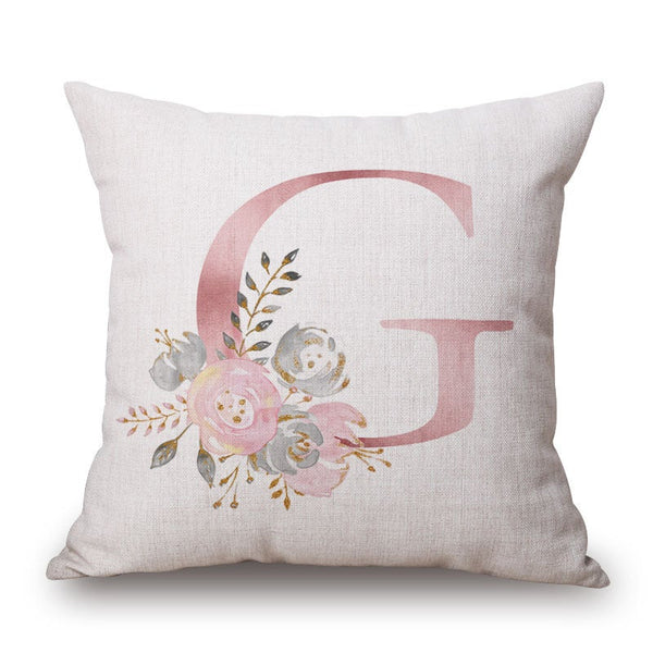 Cushions & Decorative Pillows Pink Letter Flowers Pretty Cushion Cover