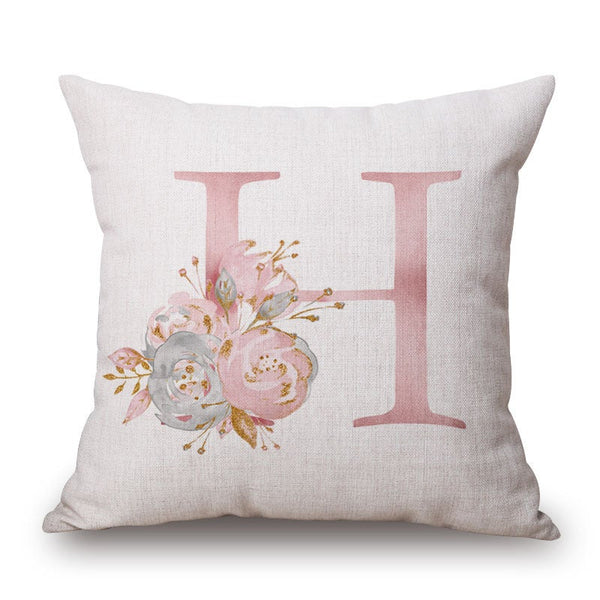 Cushions & Decorative Pillows Pink Letter Flowers Pretty Cushion Cover