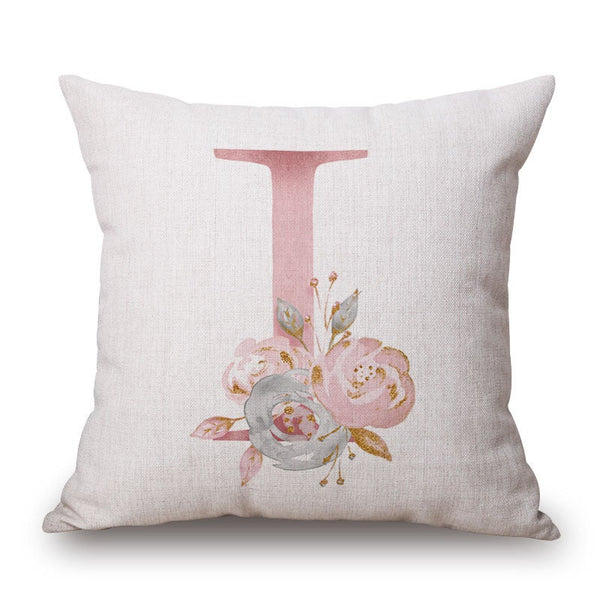 Cushions & Decorative Pillows Pink Letter Flowers Pretty Cushion Cover