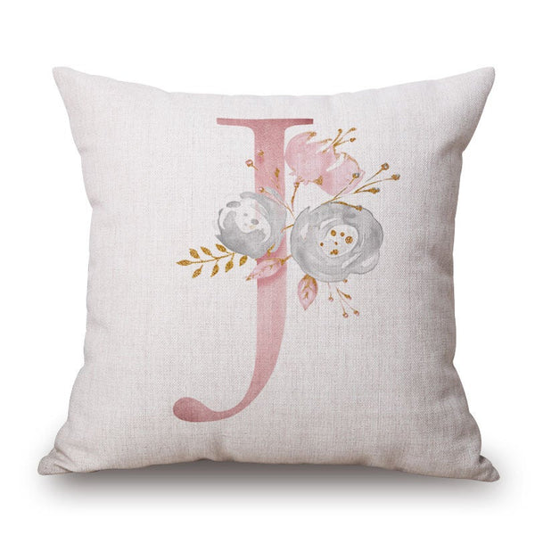 Cushions & Decorative Pillows Pink Letter Flowers Pretty Cushion Cover