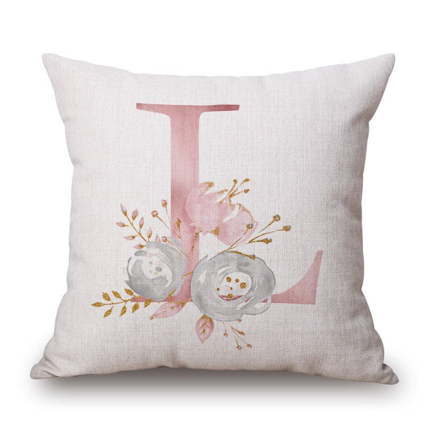 Cushions & Decorative Pillows Pink Letter Flowers Pretty Cushion Cover