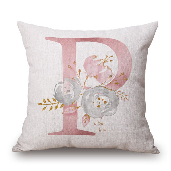 Cushions & Decorative Pillows Pink Letter Flowers Pretty Cushion Cover