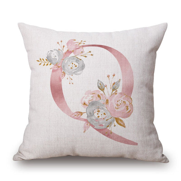 Cushions & Decorative Pillows Pink Letter Flowers Pretty Cushion Cover