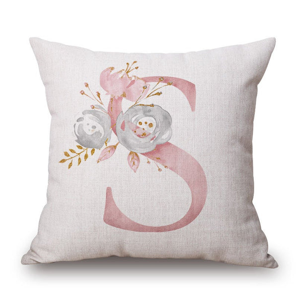 Cushions & Decorative Pillows Pink Letter Flowers Pretty Cushion Cover