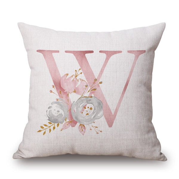 Cushions & Decorative Pillows Pink Letter Flowers Pretty Cushion Cover