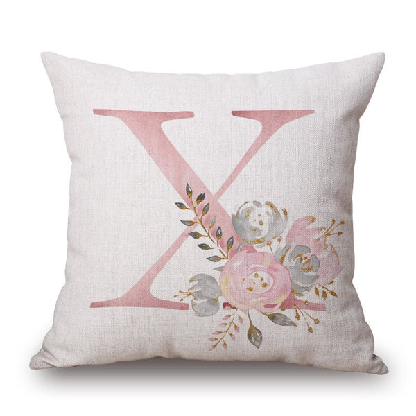 Cushions & Decorative Pillows Pink Letter Flowers Pretty Cushion Cover