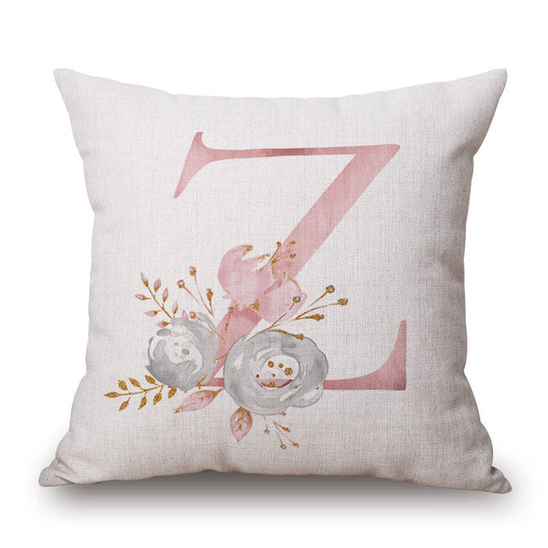 Cushions & Decorative Pillows Pink Letter Flowers Pretty Cushion Cover