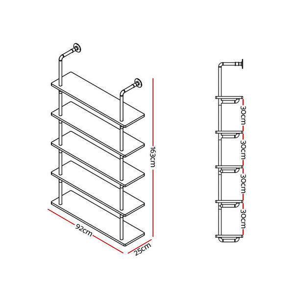 Wall Shelves Artiss Wall Display Shelves Industrial Diy Pipe Shelf Rustic Floating Brackets