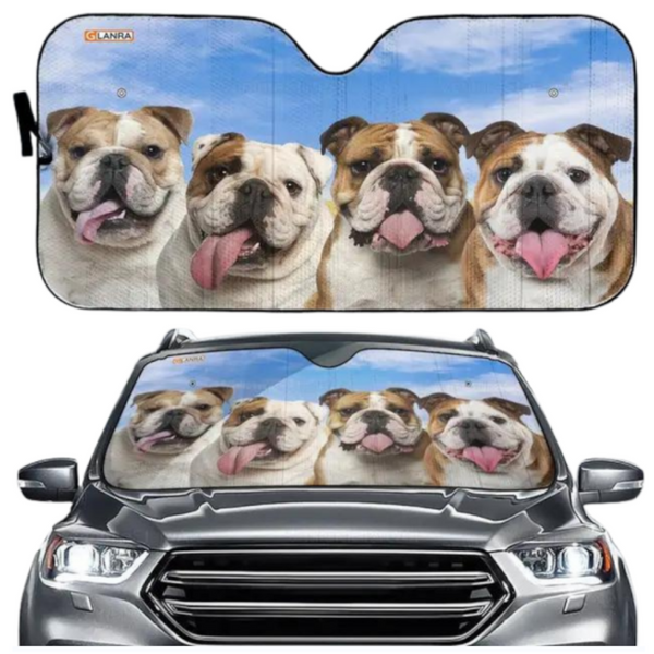 Sun Visors Pitbull Dog Family Car Sunshade Funny Gift For Him Dad Vehicle Accessories