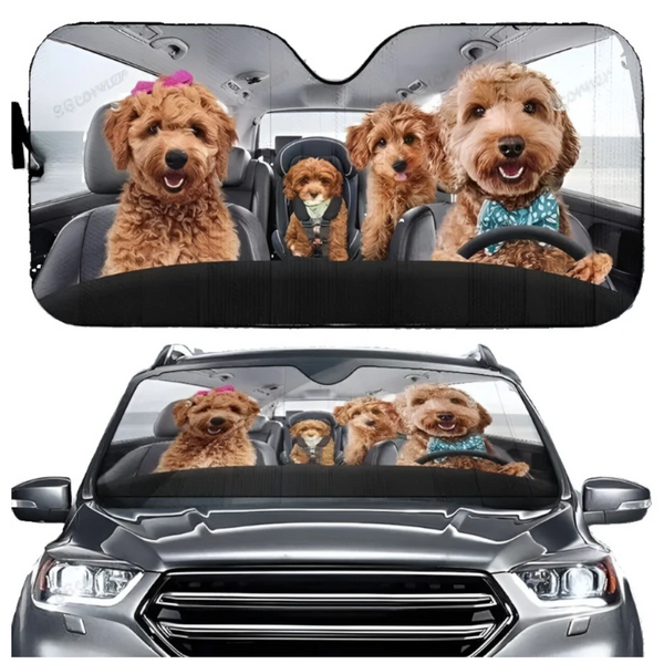 Sun Visors Pitbull Dog Family Car Sunshade Funny Gift For Him Dad Vehicle Accessories