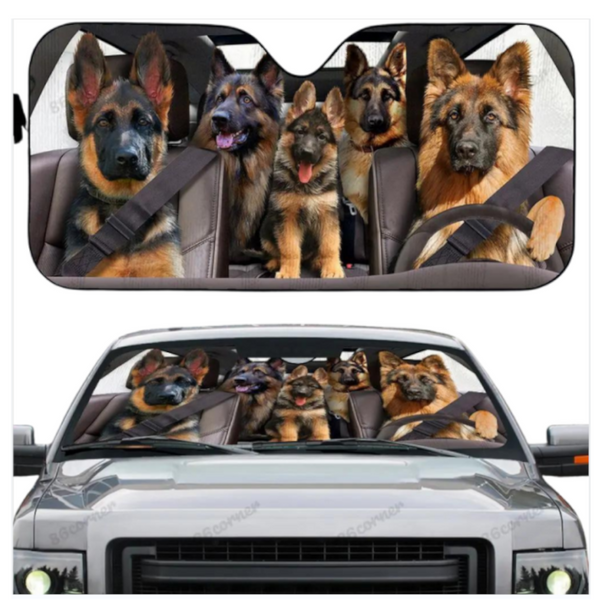 Sun Visors Pitbull Dog Family Car Sunshade Funny Gift For Him Dad Vehicle Accessories