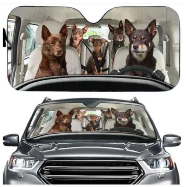 Sun Visors Pitbull Dog Family Car Sunshade Funny Gift For Him Dad Vehicle Accessories