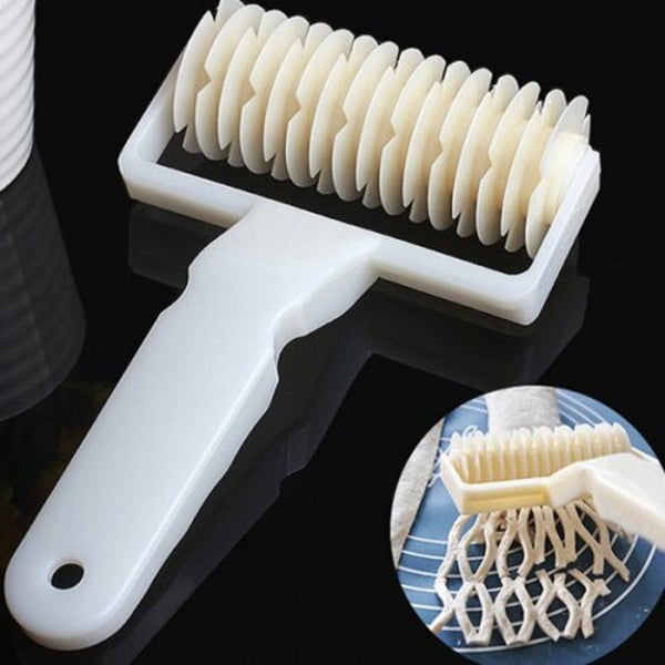 Plastic Pull Net Wheel Knife Pizza Pastry Lattice Roller Cutter For Dough Cookie Pie Baking Tool Beige