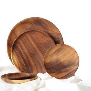 Plates Acacia Wooden Dishes Natural Serving