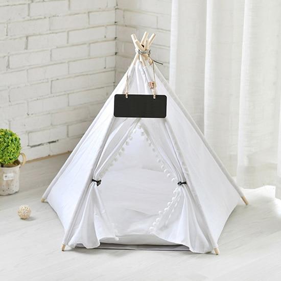 Pet Beds Portable Linen Dog Teepee Bed