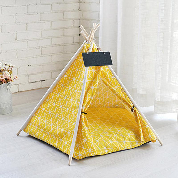 Pet Beds Portable Linen Dog Teepee Bed