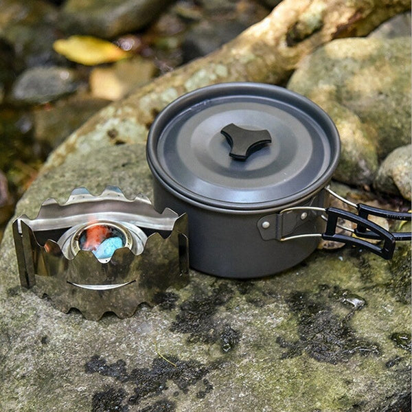 Portable Outdoor Alcohol Stove With Windproof Plate Windscreen Shield Stand For Camping Hiking Backpacking