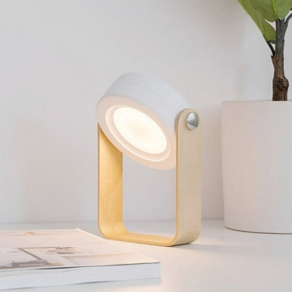 Portable Telescopically Folding Lantern Led Reading Table Lamp Usb Charging Night Light With Wooden Handle Milk White