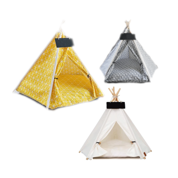 Pet Beds Portable Linen Dog Teepee Bed