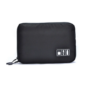 Portable Polyester Electronic Accessories Storage Bag Pouch Black